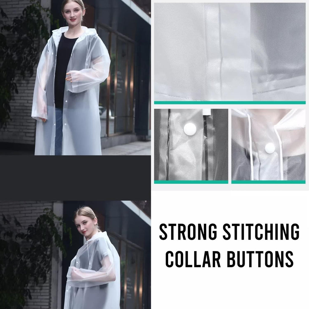 Allextreme EVA Waterproof Unisex Rain Coat Hooded Full Sleeves Outdoor Men, Women, Boys & Girls Rainwear Poncho Raincoat for Camping, Hiking & Travelling (Universal Size,1 Pc White)