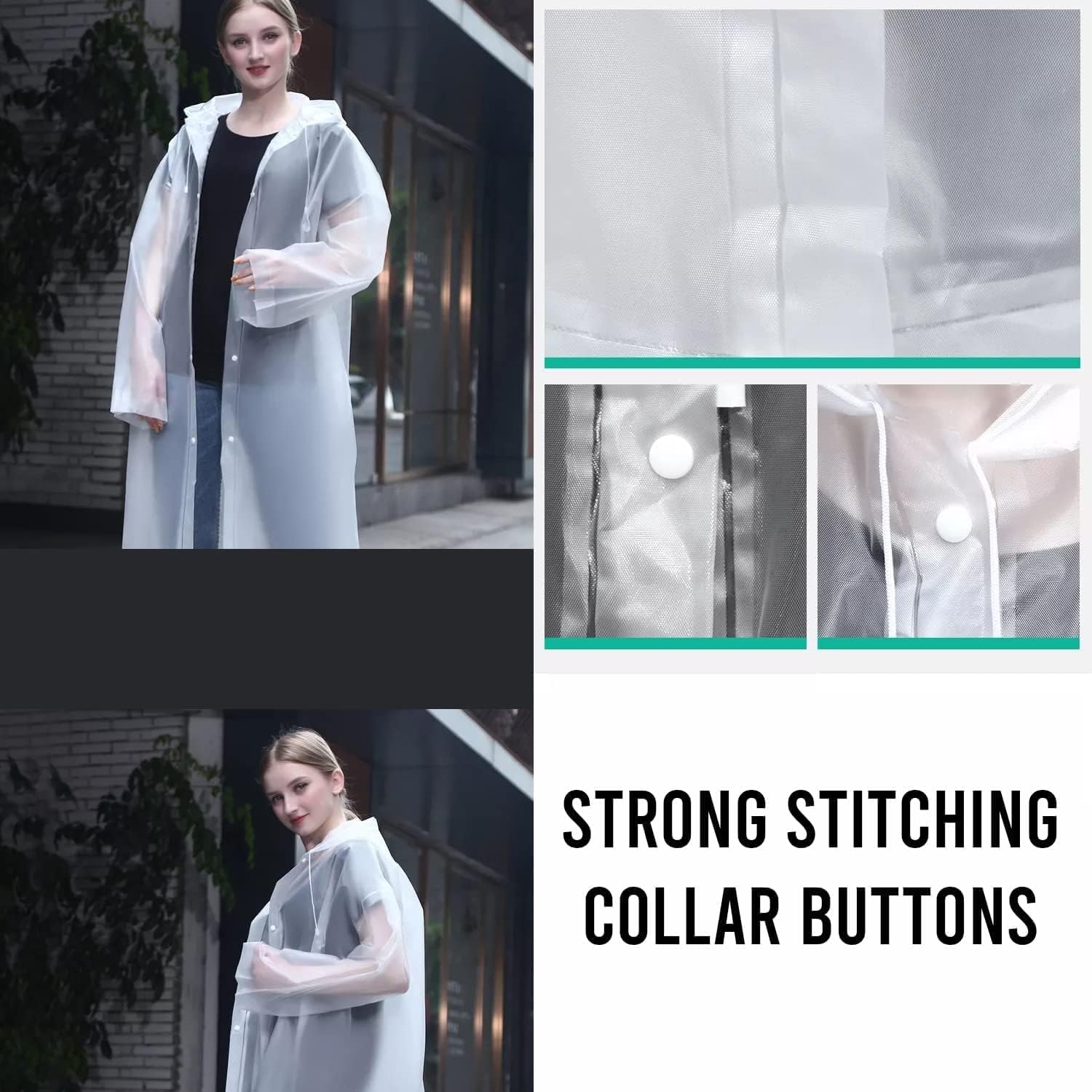 Allextreme EVA Waterproof Unisex Rain Coat Hooded Full Sleeves Outdoor Men, Women, Boys & Girls Rainwear Poncho Raincoat for Camping, Hiking & Travelling (Universal Size,1 Pc White)