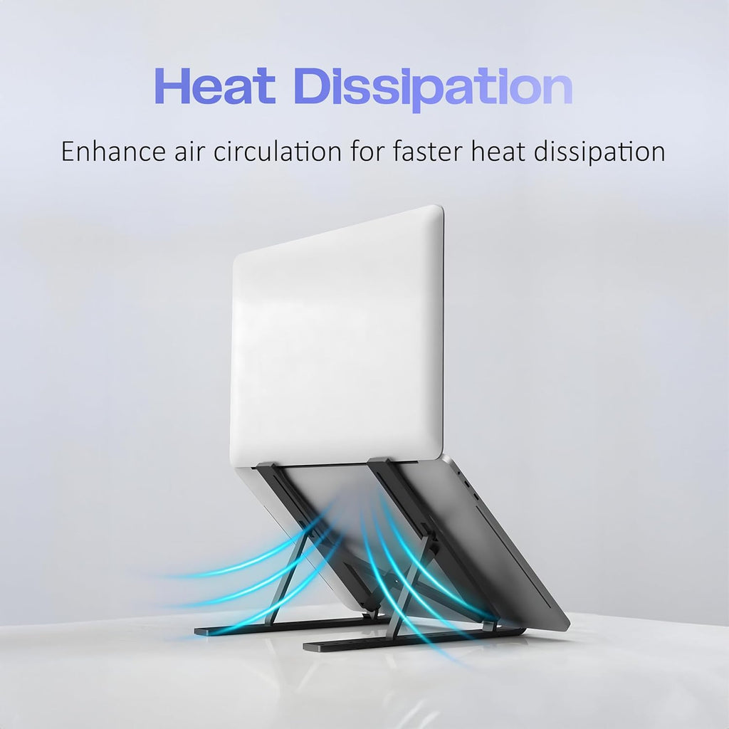 Tygot 6 Angles Adjustable Aluminum Ergonomic Foldable Portable Tabletop Laptop/Desktop Riser Stand Holder Compatible for MacBook, HP, Dell, Lenovo & All Other Notebook (Black)