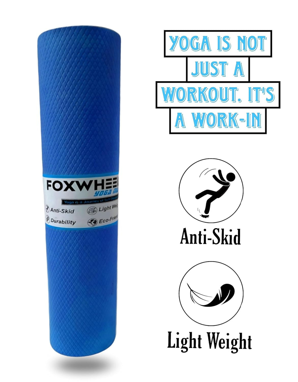 4MM Thick, Light Weight with Anti-Slip Dual Side Embossed Yoga Mat with Carrying Strap For Men aand Women (4MM, Blue)