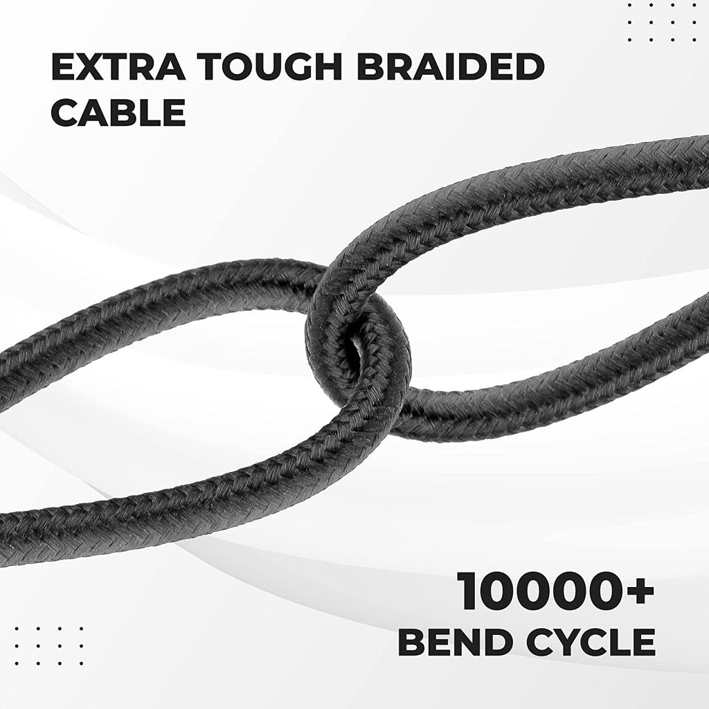 Ambrane Unbreakable 3 in 1 USB Fast Charging USB Cable with Type C, Lightning, Micro USB Port with 2.1 A, Compatible with iPhone, iPad, Samsung, OnePlus, Mi, Oppo, Vivo, Xiaomi, 1.25M (Trio-11, Black)