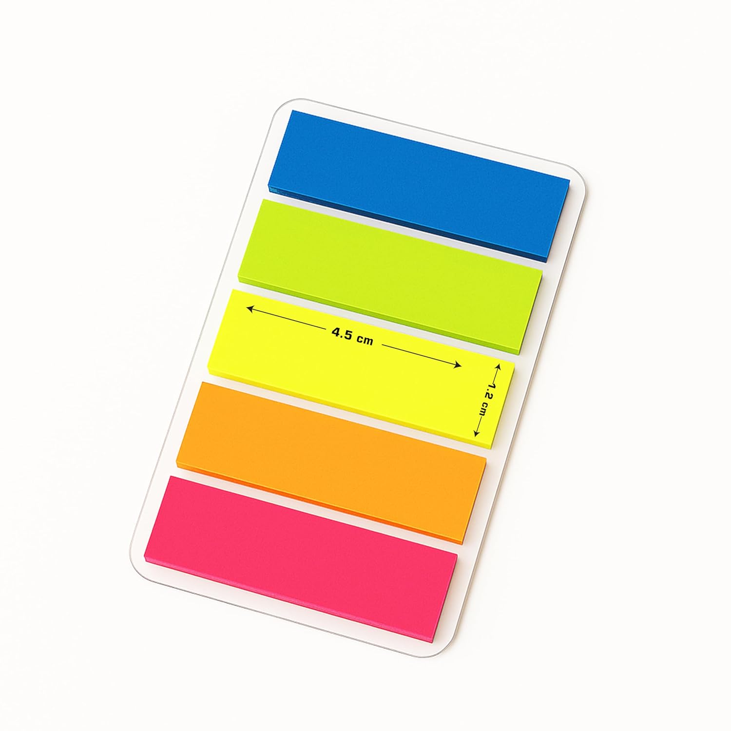 Cubic Transparent 5-Color Plastic Flag Sticky Notes | Pack of 5 (100 Sheets Each) | Bright & Durable PET Page Markers for Indexing, Bookmarking & Organizing | Strong Adhesive & Easy Peel-Off