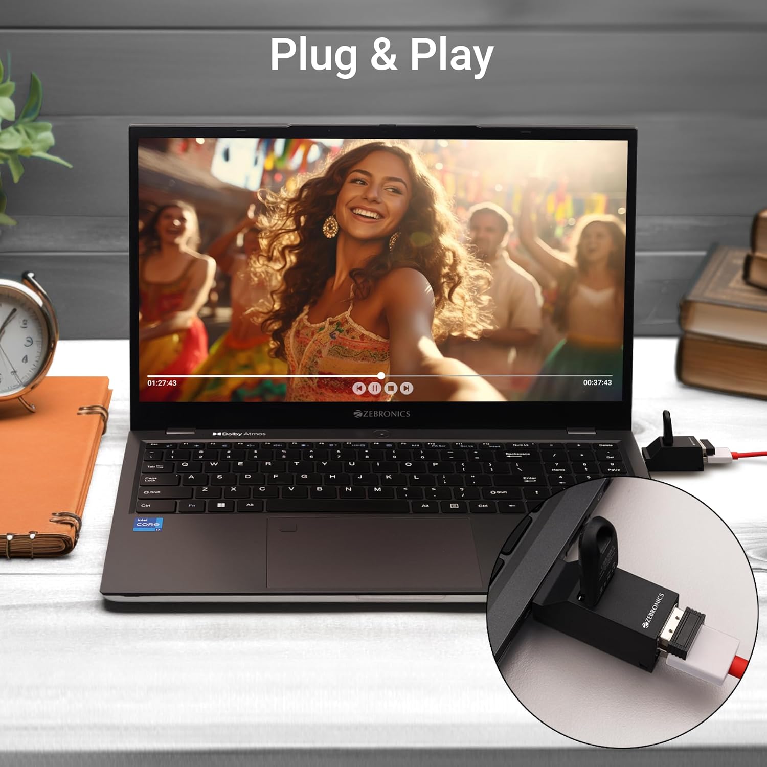 Portronics Mport 4D USB Hub Dock (4-in-1), Multiport USB Dock with Long Cable and up to 480 Mbps High Data Transfer Speed (Black)