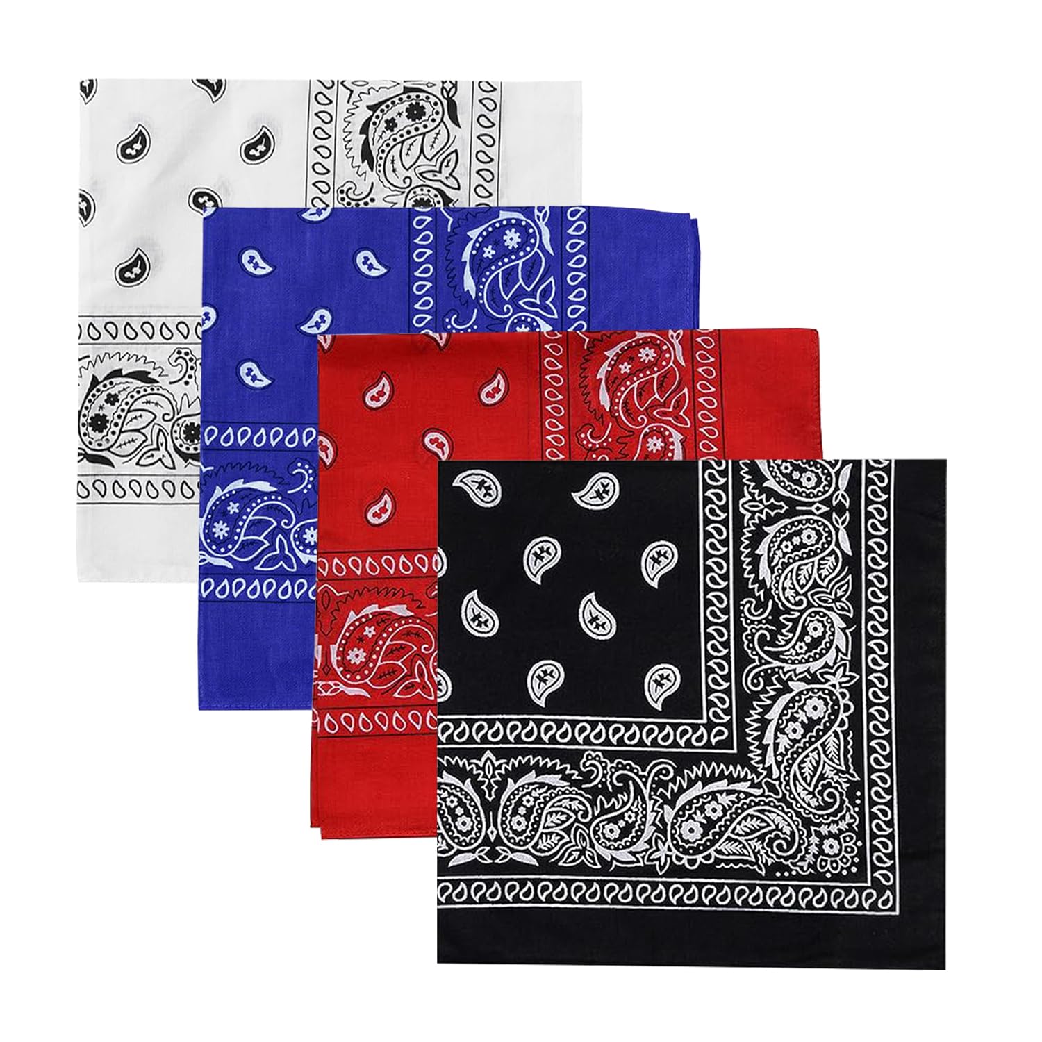 DIKHAWA Unisex Soft Breathable Cotton Paisley Printed Cowboy Bandanas,Headband,Scarf (Multicolour_50CM X 50CM)