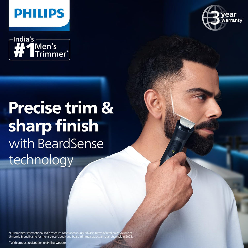 Morphy Richards Kingsman Pro 12-In-1 Grooming Kit For Men| Rechargeable All In One Men Trimmer|5 Face Nose Ear Hair Blades| Nose&Ear Trimmers| Private Part Shaving Body GroomersI2-Yr Warranty,Black