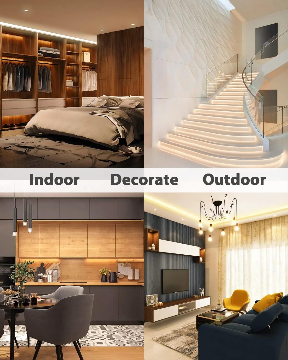 AirSky Warm White Neon Strip Lights, 4 Meters Long, DC 12V LED Light Strip, Waterproof IP65, Flexible Silicone Neon Rope Light Suitable for Indoor and Outdoor use in bedrooms and Kitchens