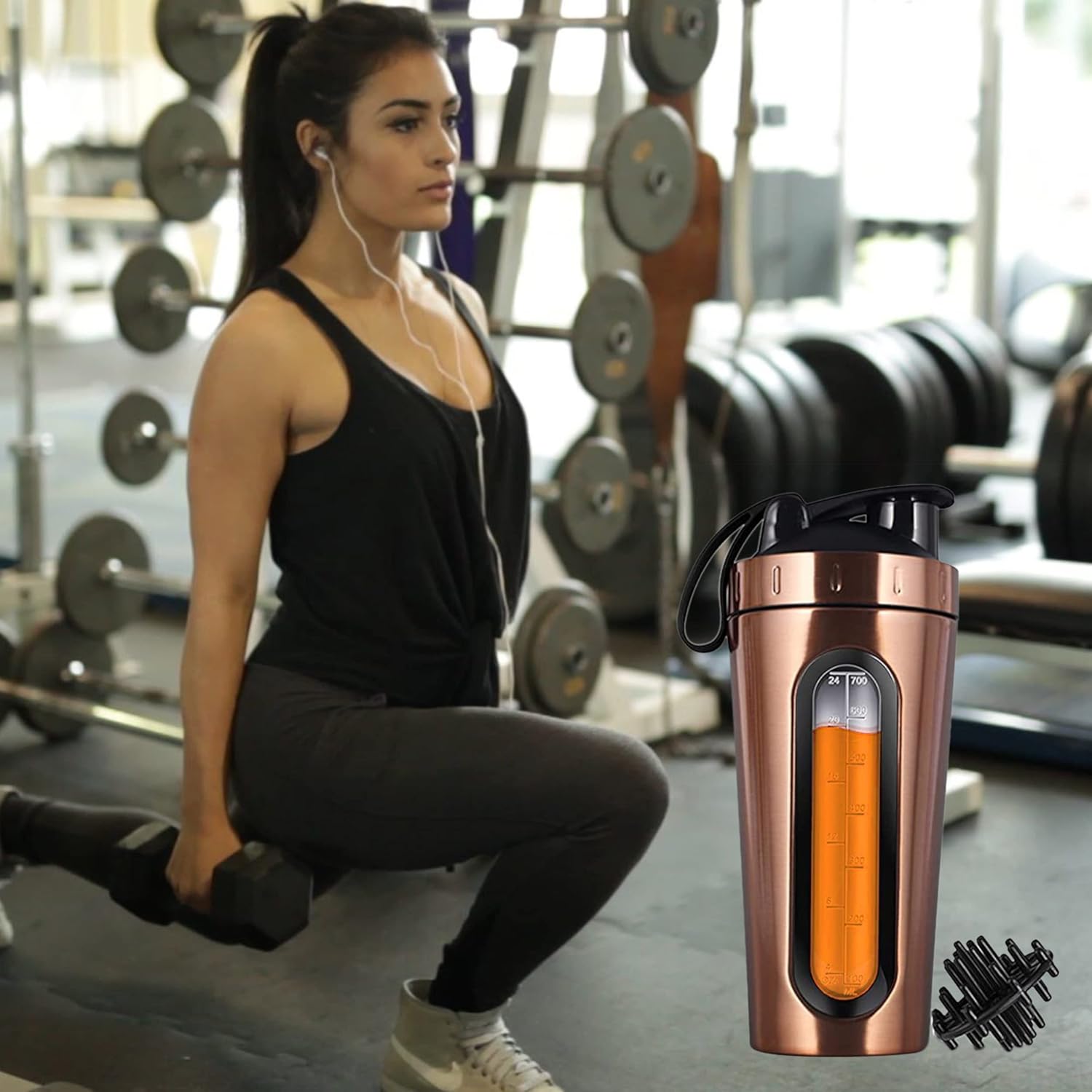 Steel Shaker Bottles For Protein Shake, Gym Bottles For Men Protein Shaker Bottle For Gym Shaker Bottles For Leakproof Bottle - Copper Rose Gold - 950 ml (Pack of 1, 850 ml)