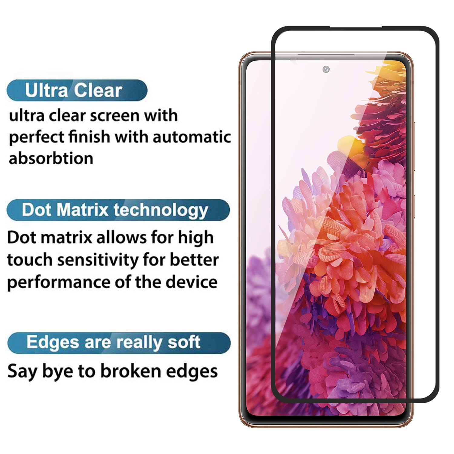 OpenTech® Military-Grade Tempered Glass Screen Protector Compatible for Samsung Galaxy S20 FE 5G with Edge to Edge Coverage - Case Friendly, Anti-scratch and Bubble free installation kit