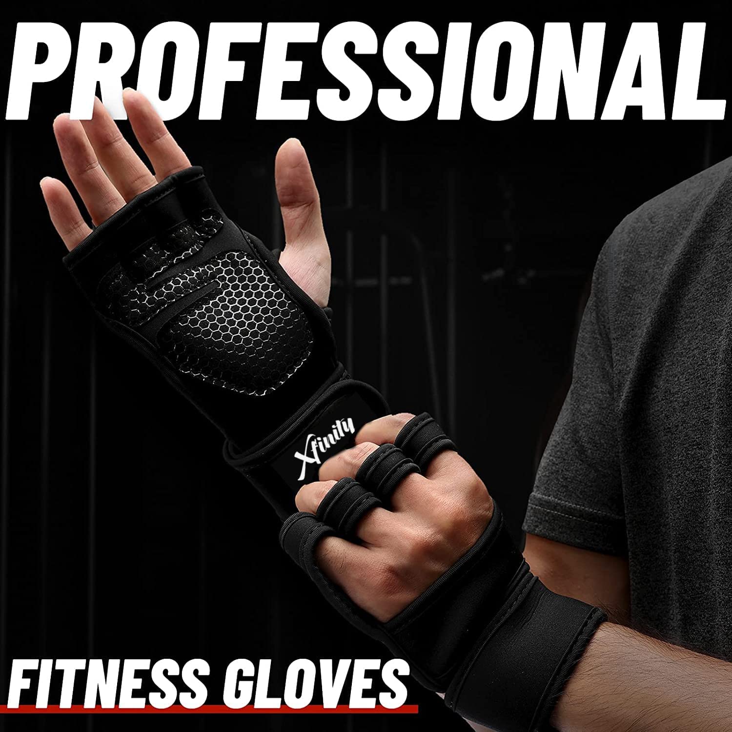 Xfinity Fitness Workout Gloves with Wrist Support for Gym Workouts.