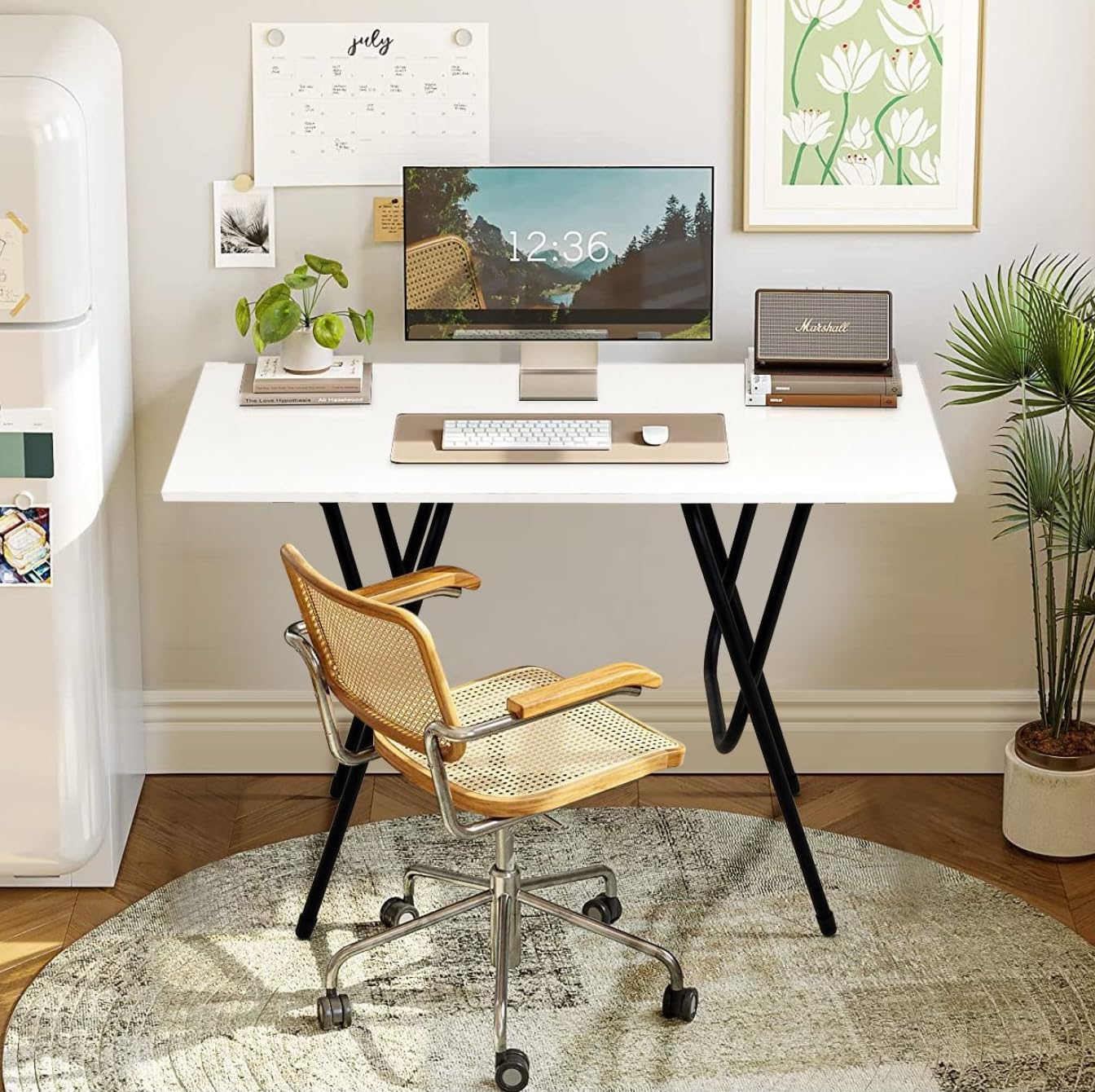 Torche Multipurpose Foldable & Portable Study Table, Computer Desk, Foldable for Office Work, Laptop Desk, 2 Seater Dining Table for Home and Office (Windsor-Pearl White), Wood