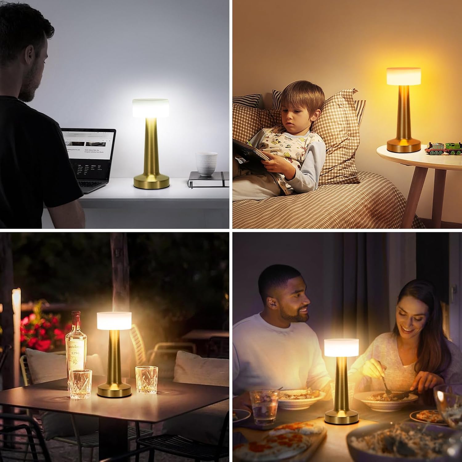 Brigand Rechargeable Table Lamp for Bedroom, Living Room, Study Room – 3 Colour Touch Control Desk Lamp for Kids Nursery, Room Décor (Battery C:18650 800 mAh, Life 6-8 Hr)