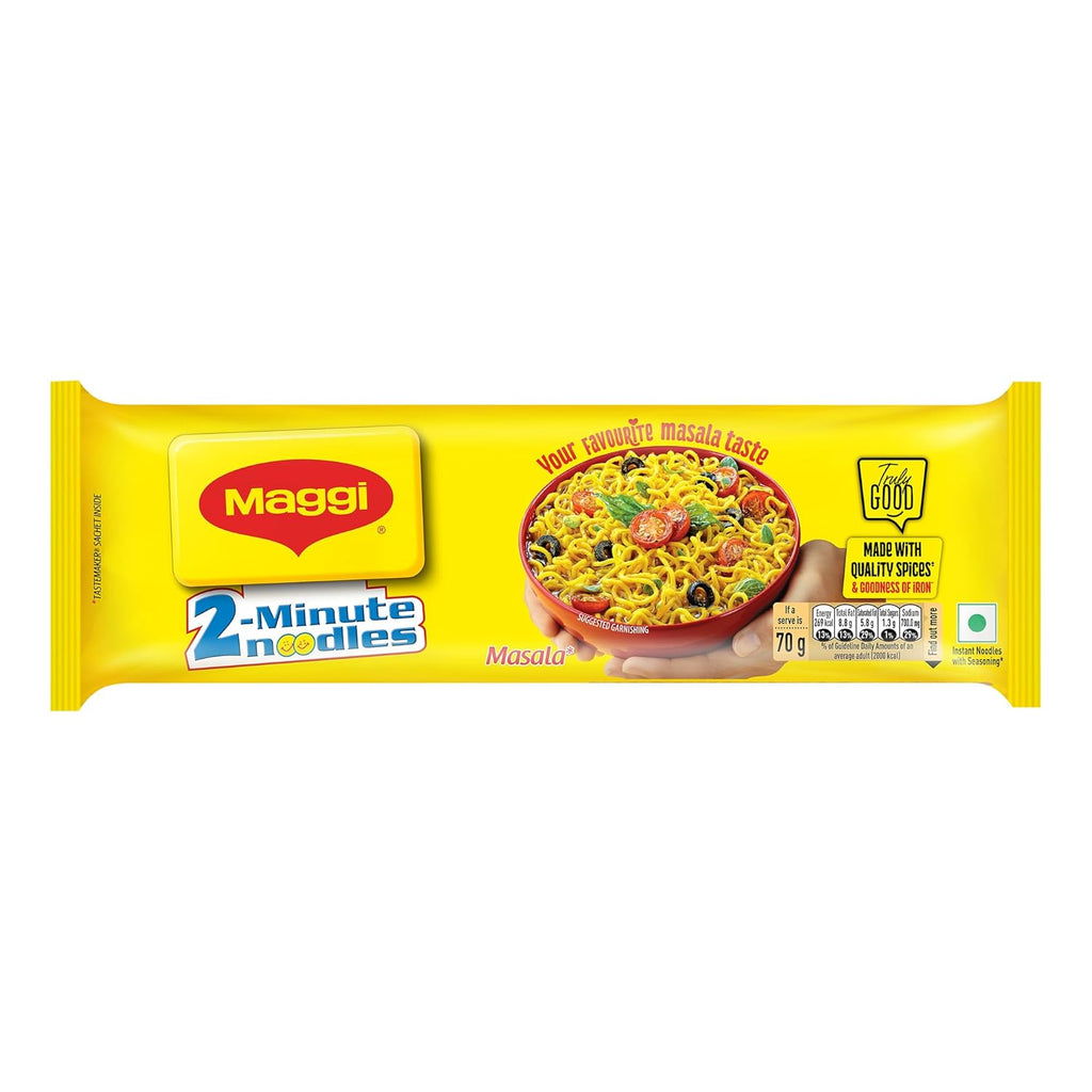 MAGGI 2-Minute Instant Noodles, Masala Noodles With Goodness Of Iron, Made With Choicest Quality Spices, Favourite Masala Taste, 560g Pouch