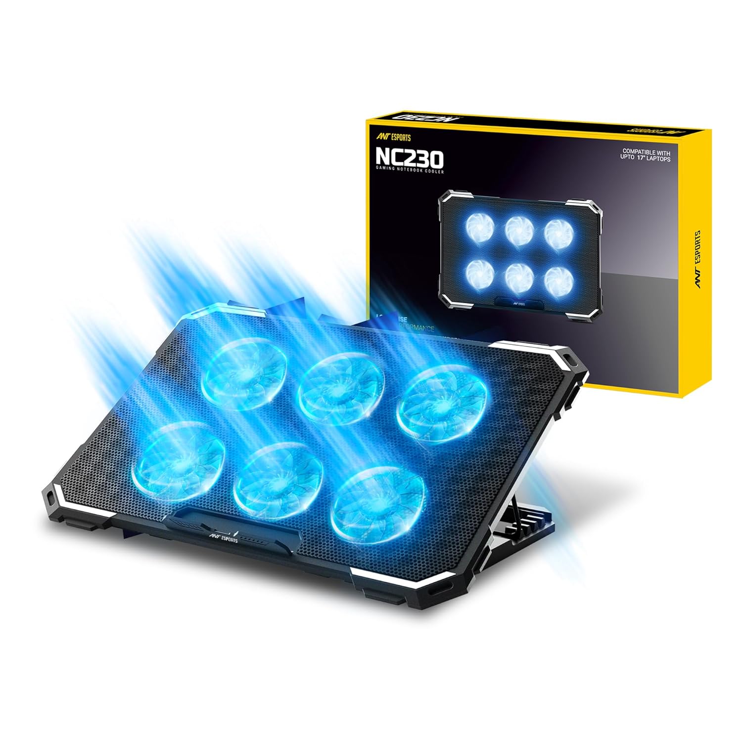 Lapcare Chillmate Powerful Laptop Cooler Pad with Dual 125mm Fans, Silent Operation, Adjustable Fan Speed, Controls, USB, 5 Step Retractable Stand and Mobile Holder