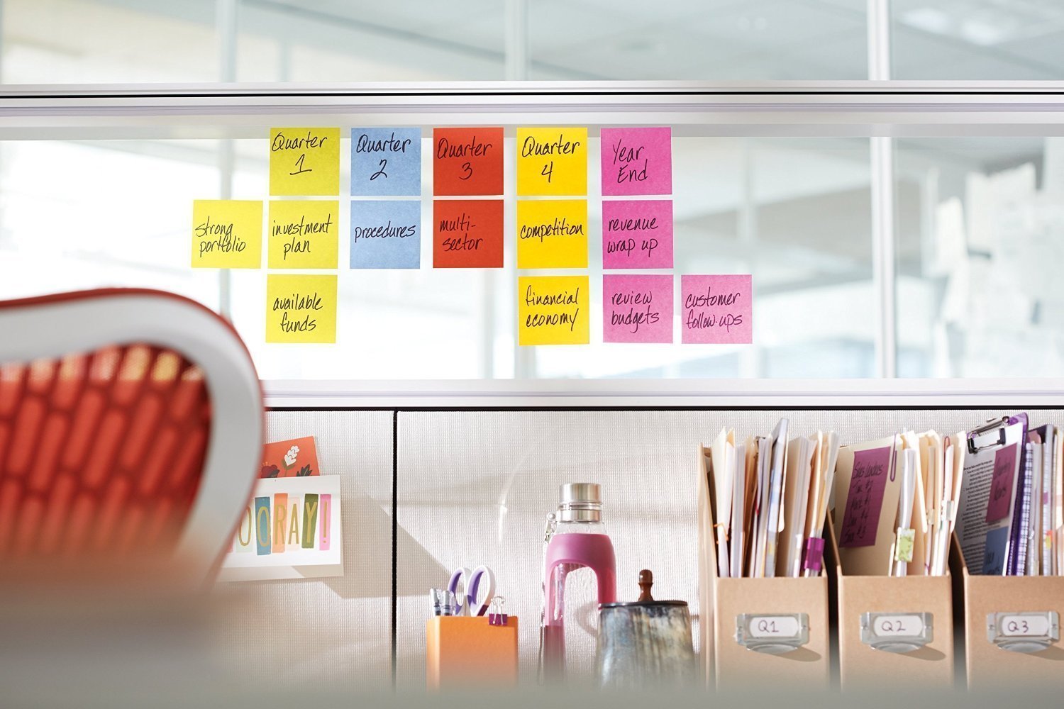 Pinzo Sticky Note Memo Pad With 8 Index Tabs, Bright Neon Colors