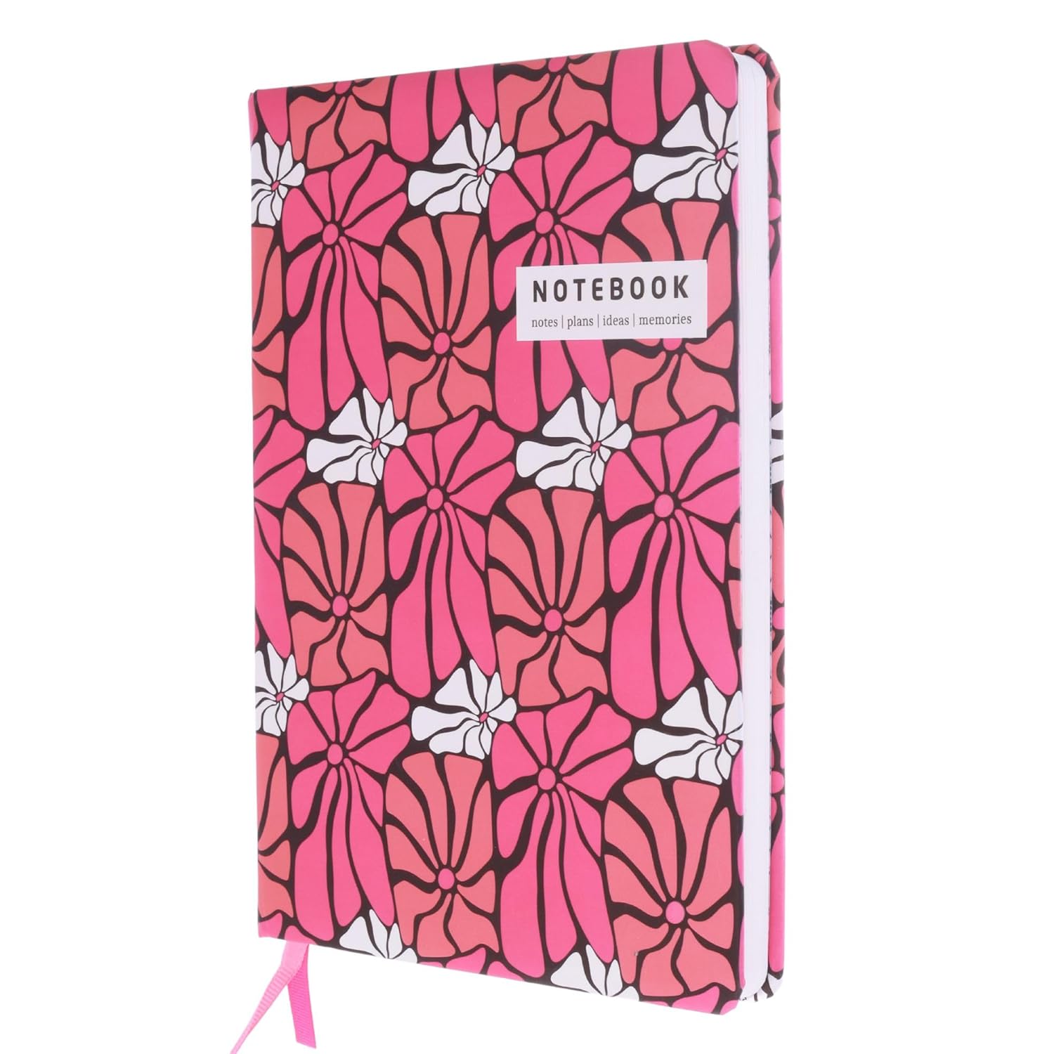 DOODLE Hard Bound Soft Foam Padded Hard Cover Paper Notebook | Compact A5 Size (8.25 x 5.7) | 160 Pages, 80 gsm | Flat Opening | Round Corners | Soft Foam Padding | 2 Bookmark Ribbons - Retro Bloom
