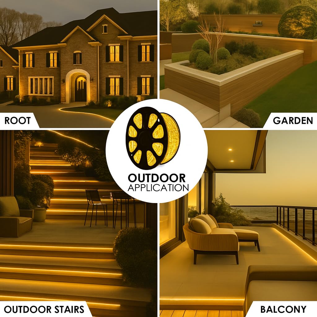 Gesto 40 Meter Rope LED Strip Lights | 120 LED/Mtr Waterproof Outdoor Lights for Balcony, Home Decor, Cove Light for False Ceiling | Flexible, Cuttable Strip Light for Diwali Decoration - Warm White