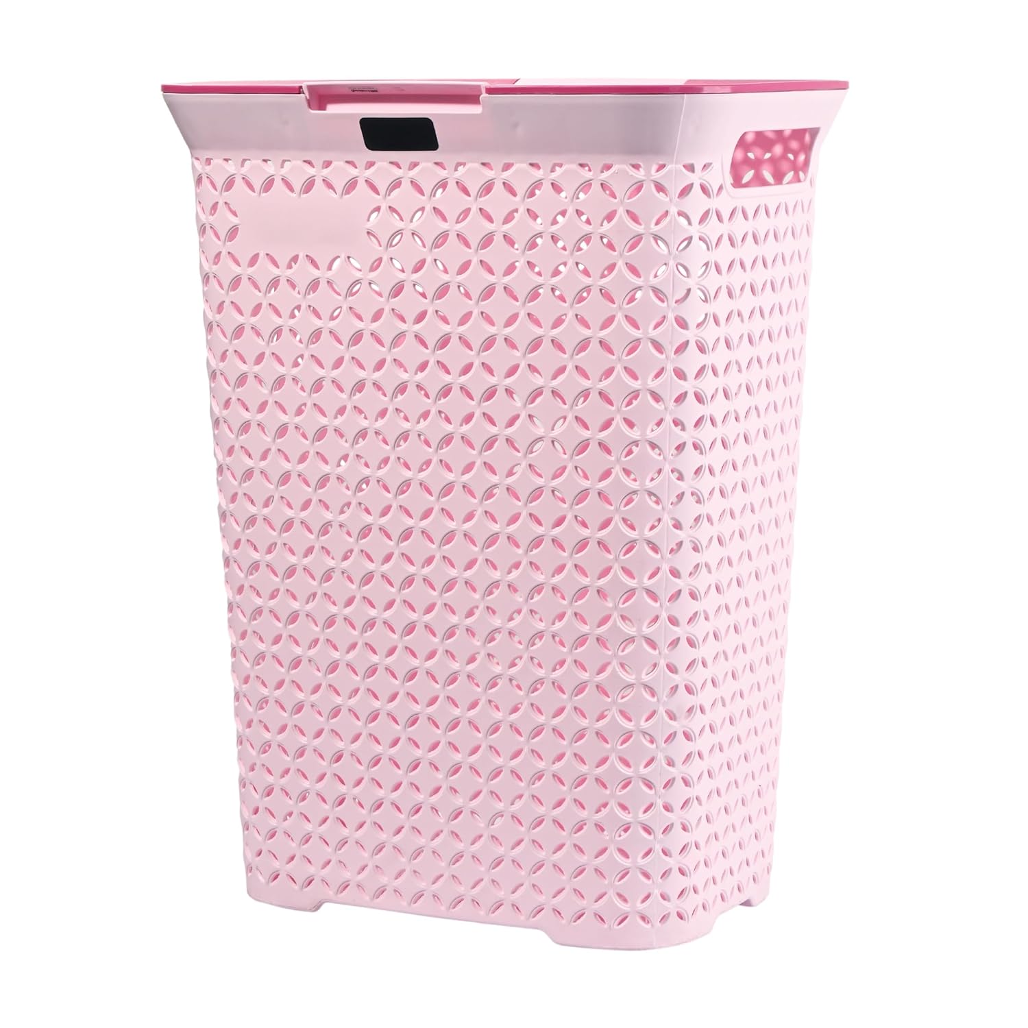 Kuber Industries 70 Ltrs Plastic Large Laundry Basket for Clothes with Lid | Multipurpose Storage Organiser for Home, Bedroom and Bathroom | Pale Pink