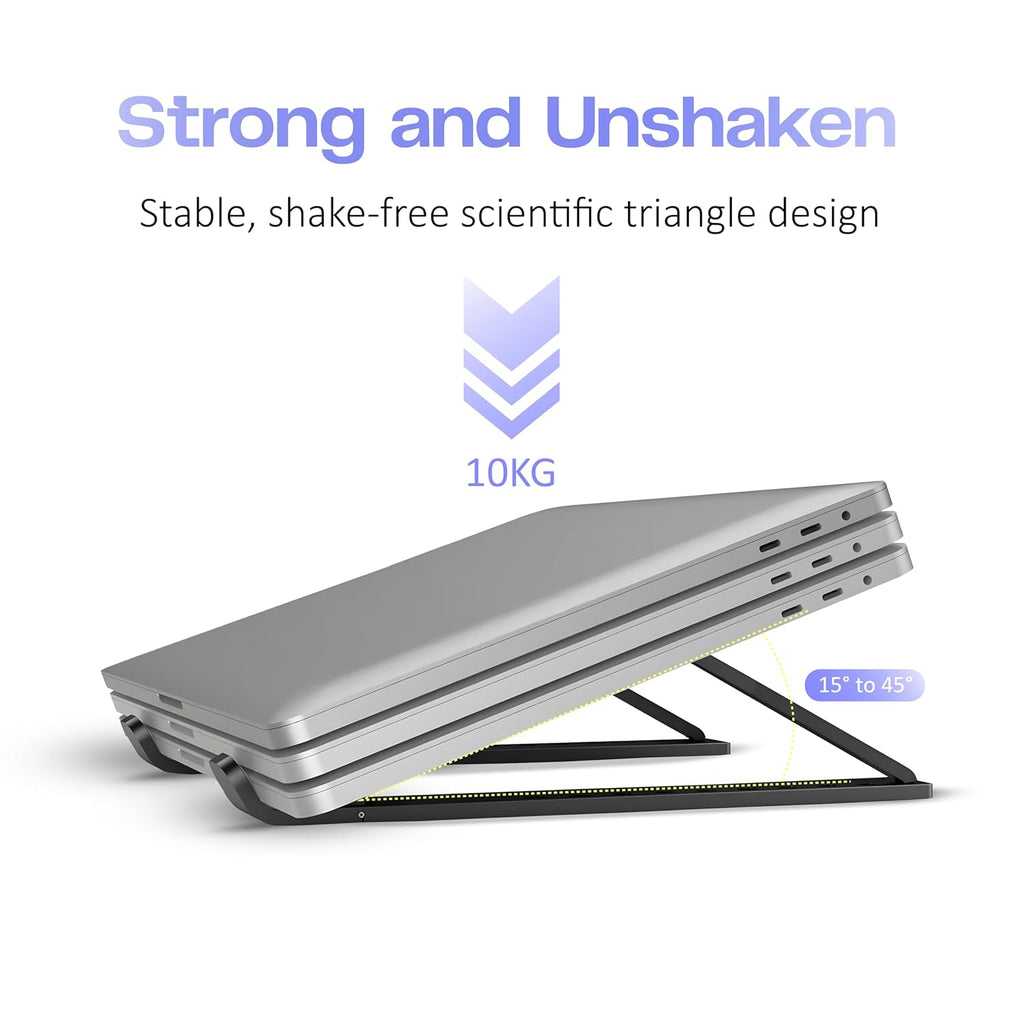 Tygot 6 Angles Adjustable Aluminum Ergonomic Foldable Portable Tabletop Laptop/Desktop Riser Stand Holder Compatible for MacBook, HP, Dell, Lenovo & All Other Notebook (Black)