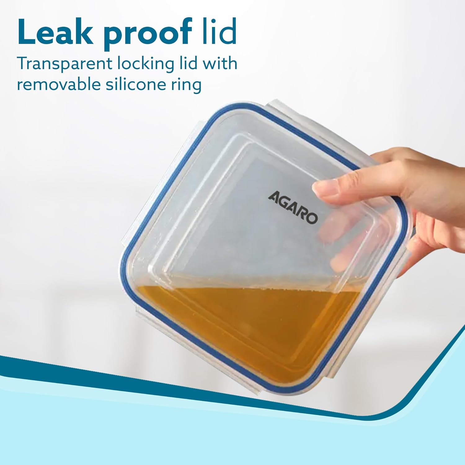 AGARO Airtight Container, Food Storage Container With Lid, Multipurpose Kitchen Container, Square Plastic Body, Leak Proof, BPA Free, Capacity 600ml Each, Pack of 4
