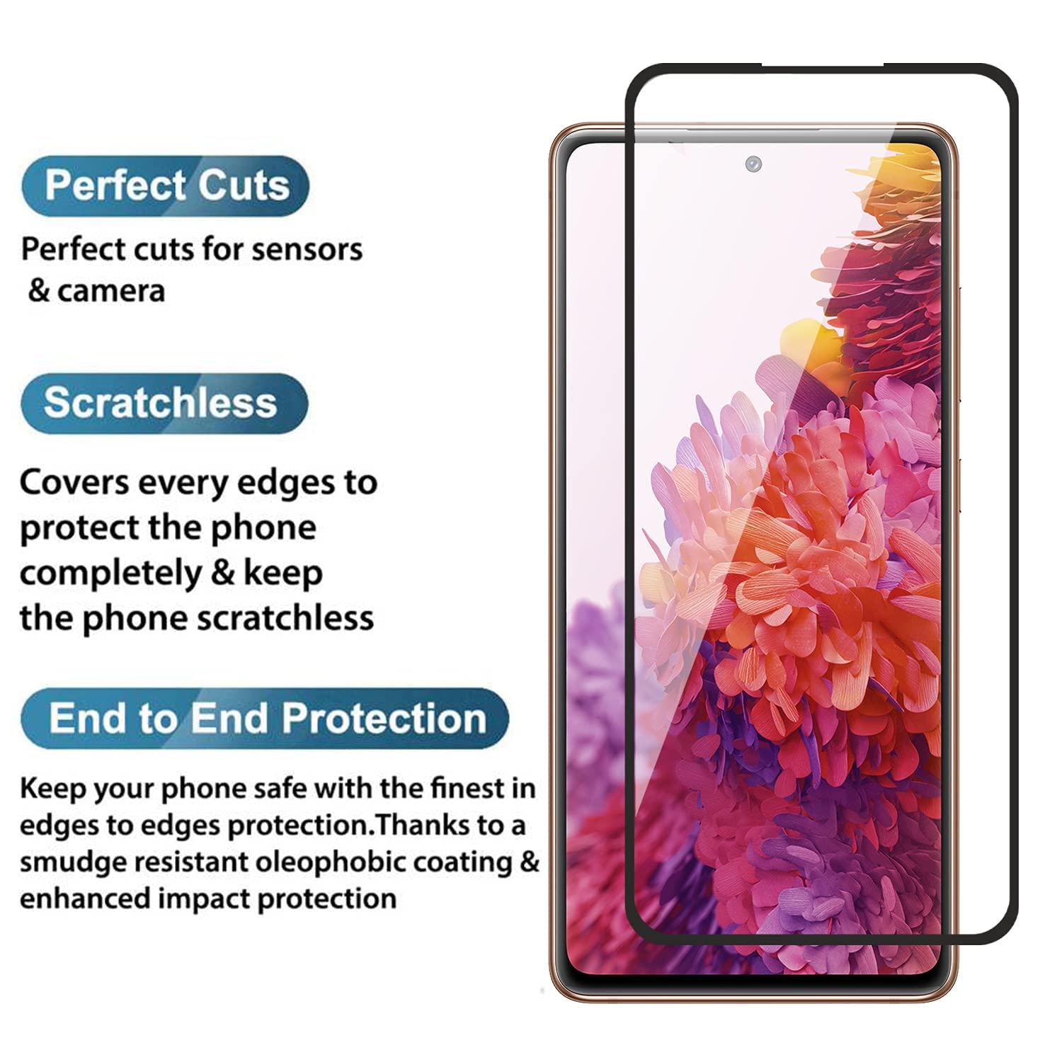 OpenTech® Military-Grade Tempered Glass Screen Protector Compatible for Samsung Galaxy S20 FE 5G with Edge to Edge Coverage - Case Friendly, Anti-scratch and Bubble free installation kit
