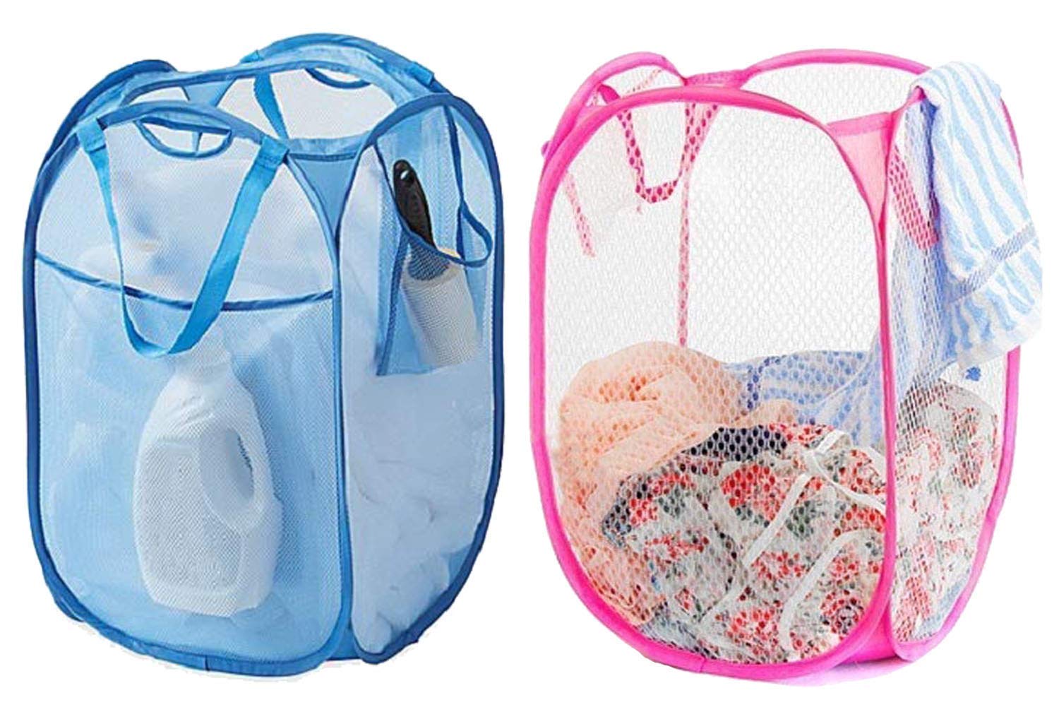 Kuber Industries Large Nylon Mesh Laundry Basket Set of 2 Pcs Combo Code-SCS08 (MESHM008) Multicolor