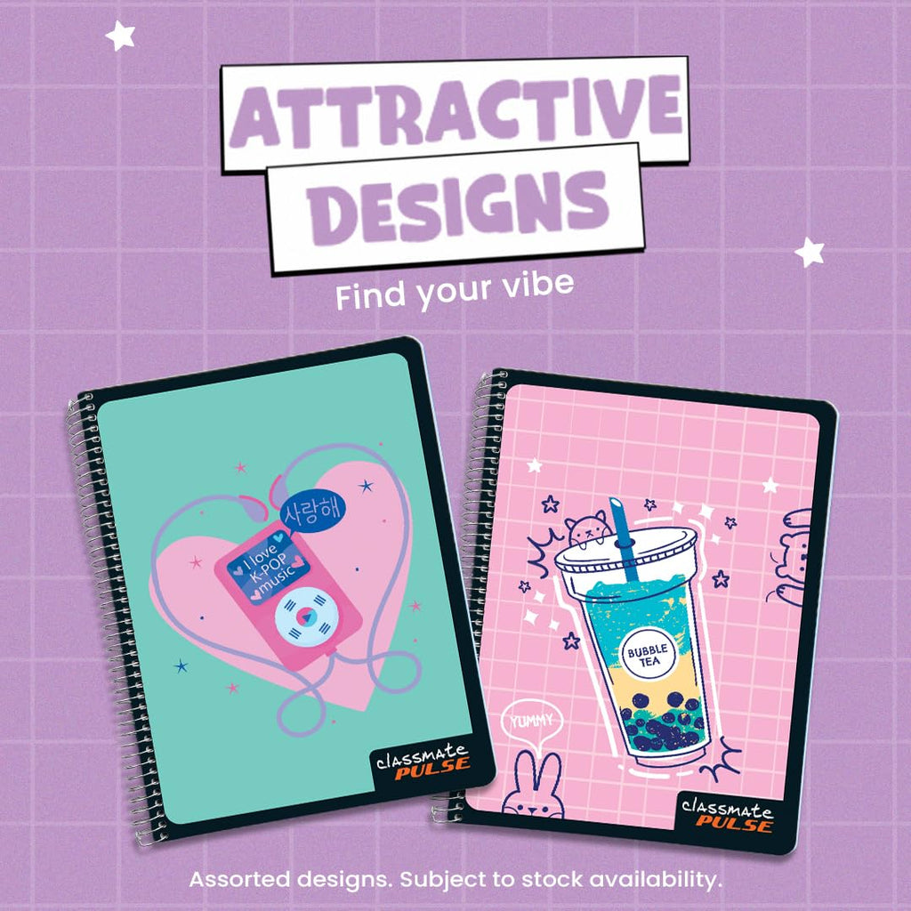 Classmate Pulse Long Book - 180 Pages | Single Line | 29.7cm x 21.0cm | Wiro Binding | Pack of 3 Notebooks | Ruled Long Size Notebook for Students