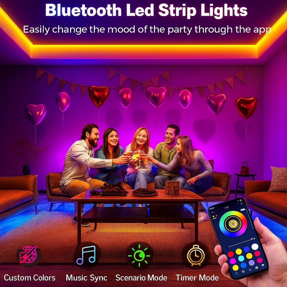 KSIPZE LED Strip Lights 5M | Waterproof 300 LEDs Color Changing Lights | Bluetooth & 42-Key IR Remote | RGB LED Strip with 16 Million Colors | Music Sync & App Control | Bedroom, Home, Party Decor
