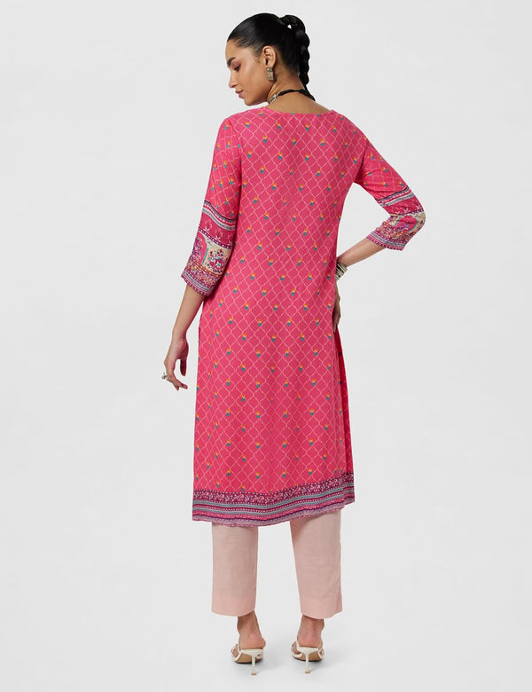 BIBA Women Viscose Straight Fit Liva Printed Kurta