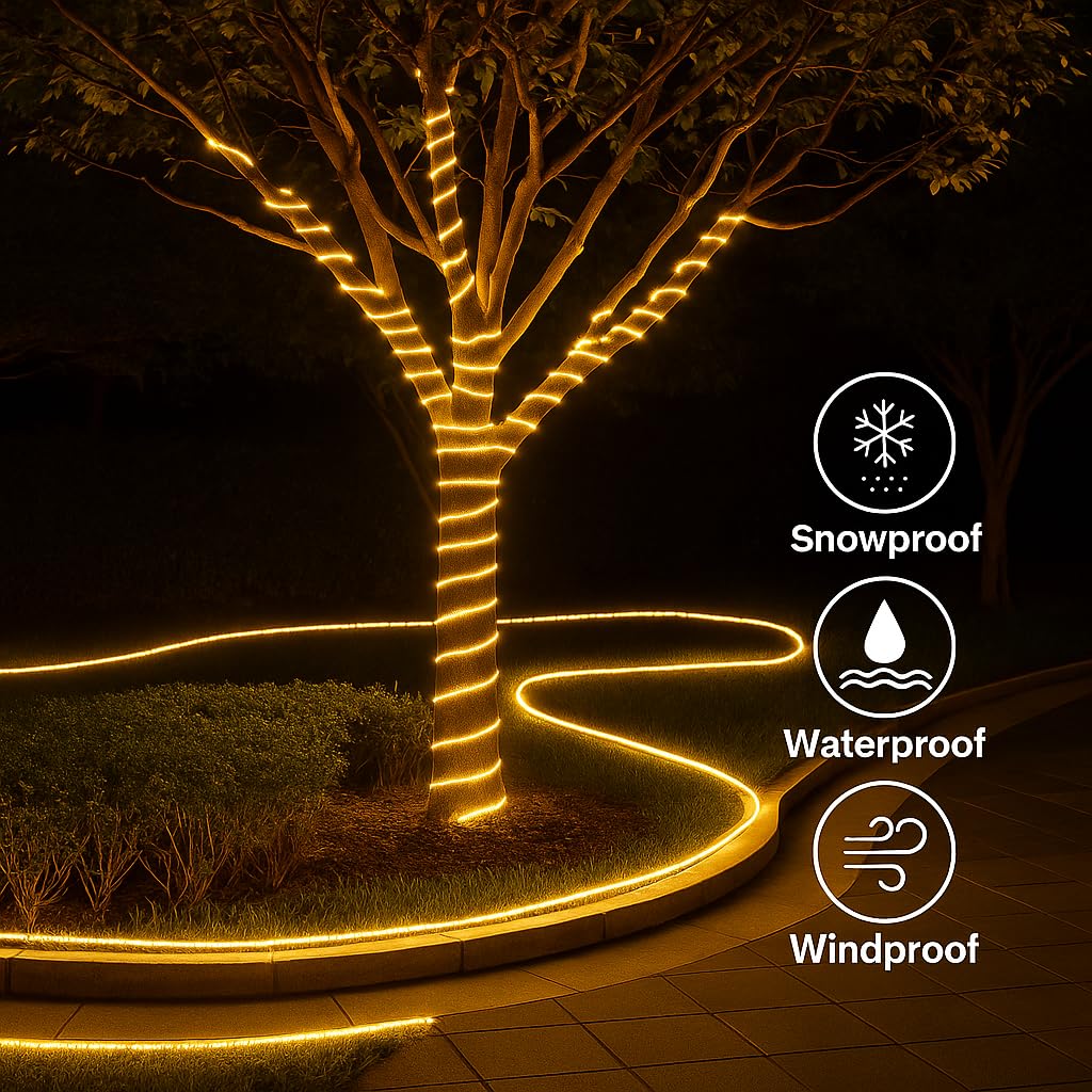Gesto 40 Meter Rope LED Strip Lights | 120 LED/Mtr Waterproof Outdoor Lights for Balcony, Home Decor, Cove Light for False Ceiling | Flexible, Cuttable Strip Light for Diwali Decoration - Warm White