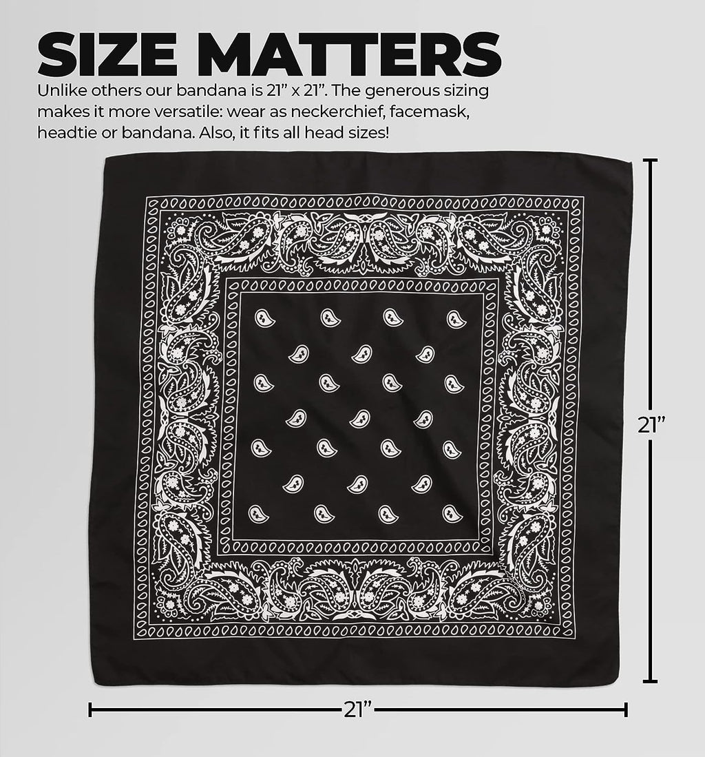 DIKHAWA Unisex Soft Breathable Cotton Paisley Printed Cowboy Bandanas,Headband,Scarf (Multicolour_50CM X 50CM)