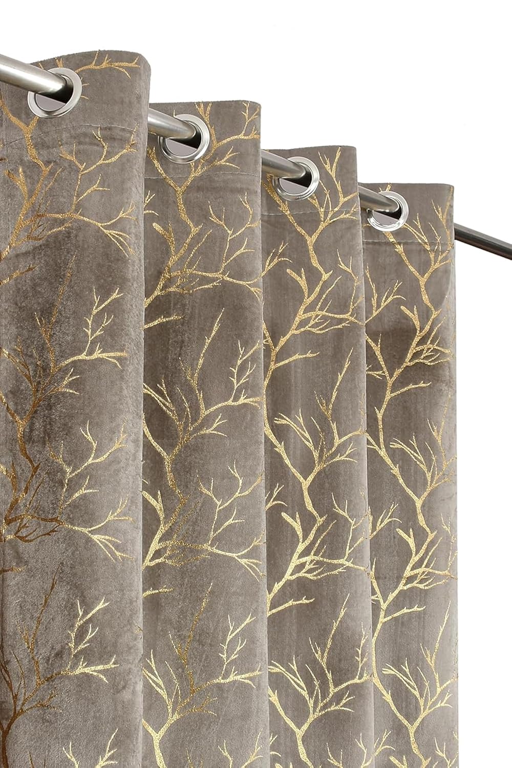 Amazon Brand - Solimo Polyester 75% Blackout Leaf Print Window Curtains|75% Room Darkening|5 Feet|Set of 2|Leaf Print Design|for Living Room Kids Room & Bedroom | Color- White& Blue| Light-Filtering