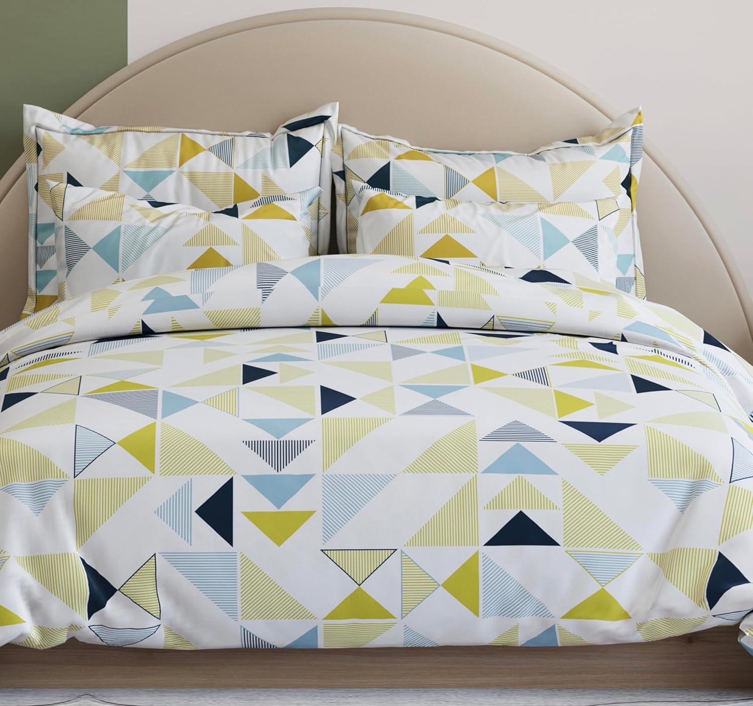 THE HOME STYLE Cotton Feel Glace Cotton Elastic Fitted Printed King Size 300 Threadcount Double Bed Bedsheet with 2 Pillow Cover 72"X78", Meadow Mist, Multicolor, Upto 350 tc