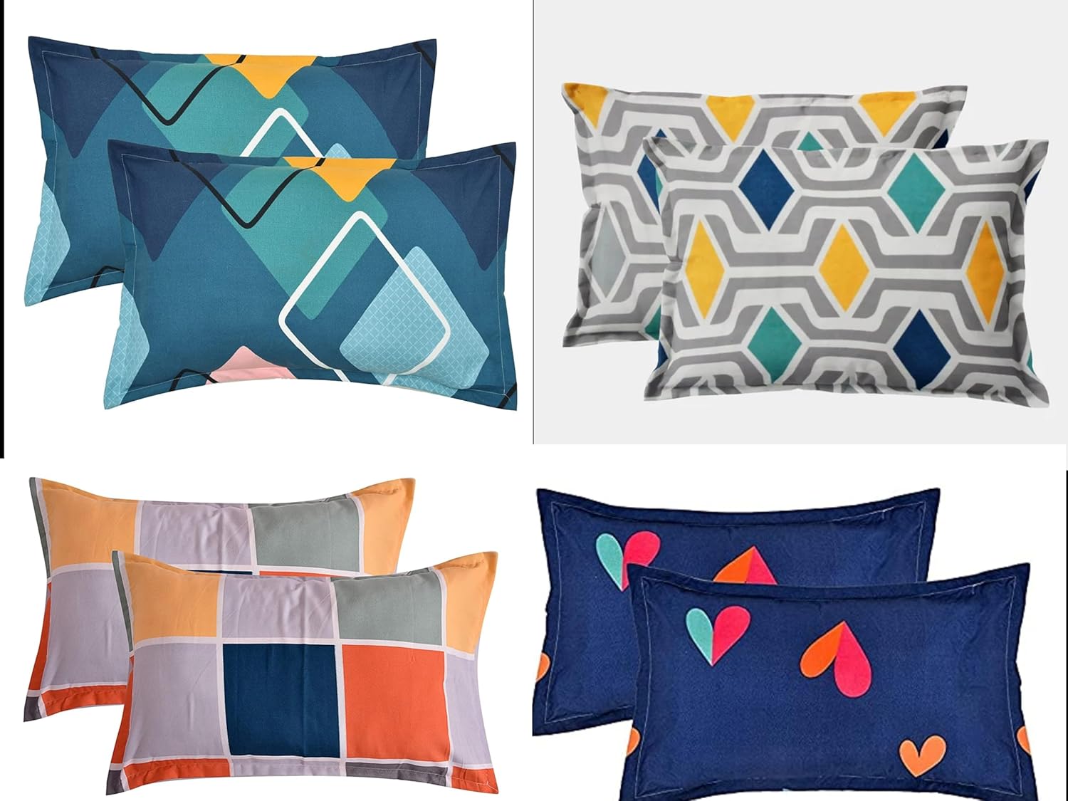 Wakefit Pillow Cover | Premium Cotton 144 TC Pillow Print Covers Standard - 18 x 27 inches (Parisa - Set of 2)