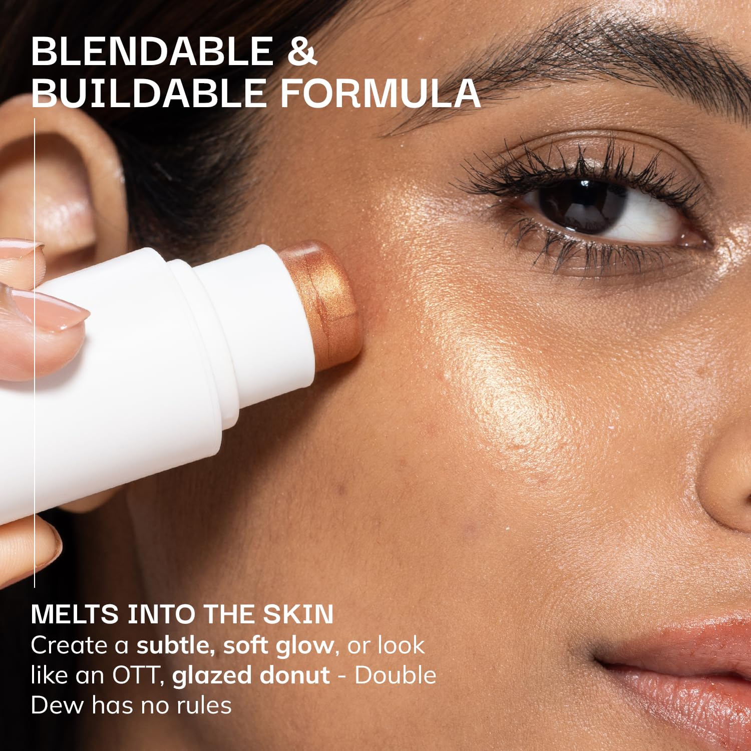 FAE Beauty Double Dew Highlighter | All-Over Multi-Use Illuminator | Long Wear | Ultra Fine Shimmer | Soft, Radiant Finish | Buildable, Blendable, Silky Formula | Enriched with Avocado oil, Jojoba oil & Vitamin E | Shade - Beam (7.5 g)