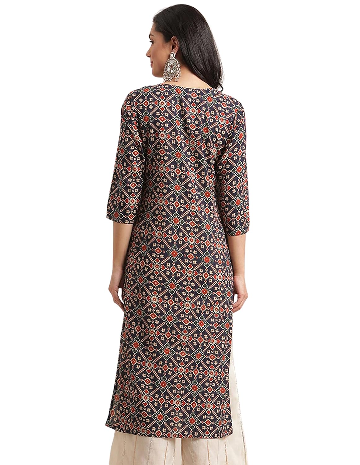 rytras Women's Cotton Straight Fit Printed Straight Kurta