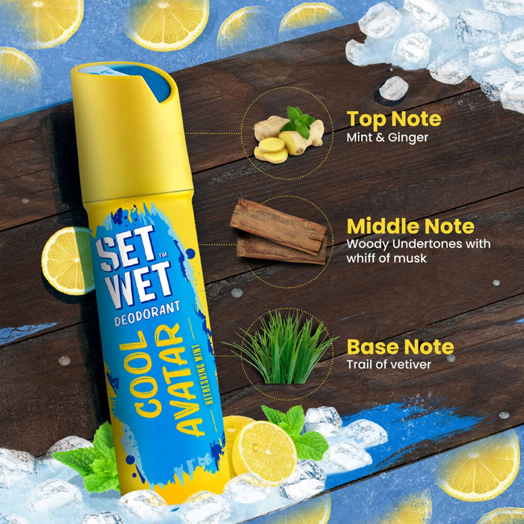SET WET Deodorant Spray Perfume Cool, Charm & Swag Avatar for men, 150ml (Pack of 3)
