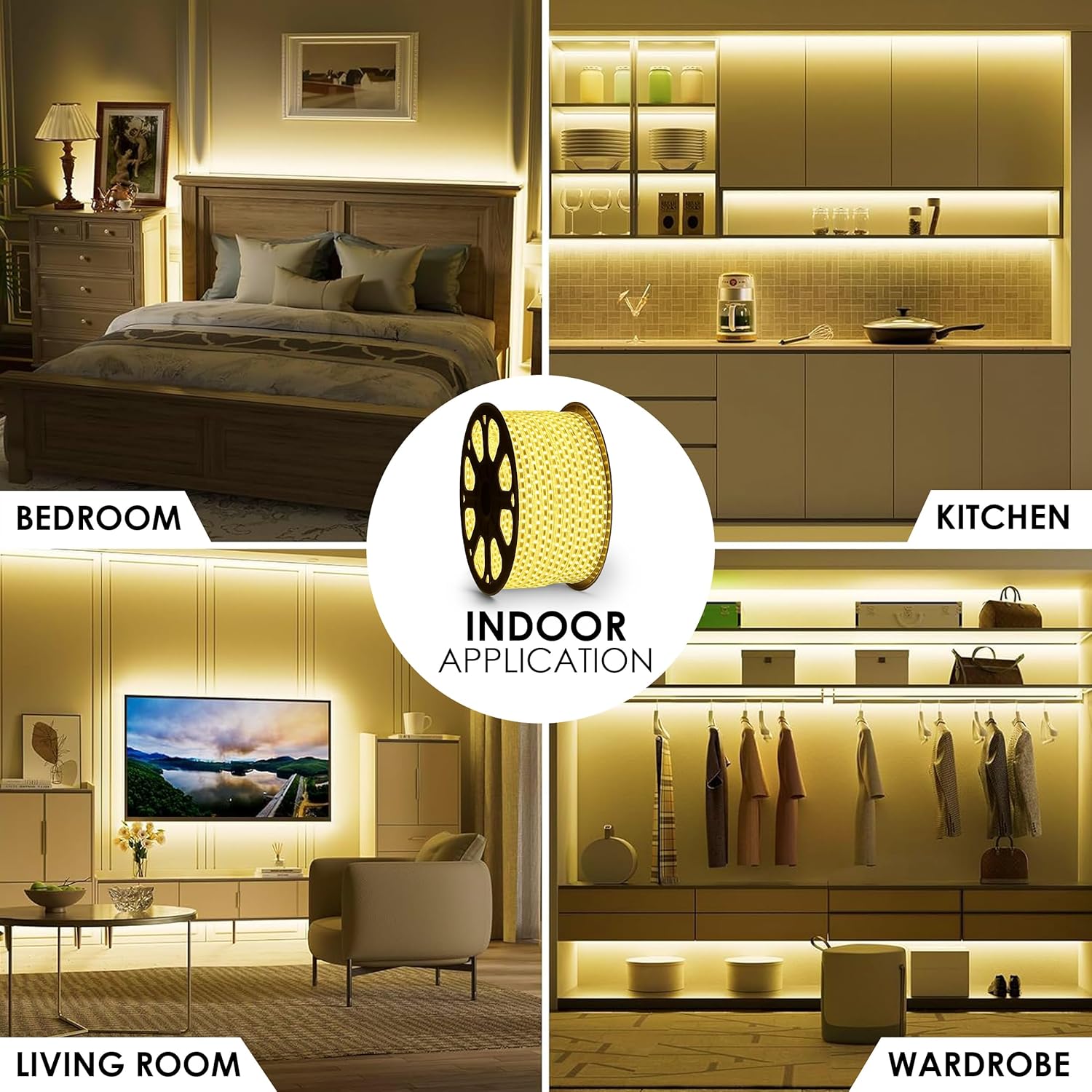 Gesto 40 Meter Rope LED Strip Lights | 120 LED/Mtr Waterproof Outdoor Lights for Balcony, Home Decor, Cove Light for False Ceiling | Flexible, Cuttable Strip Light for Diwali Decoration - Warm White