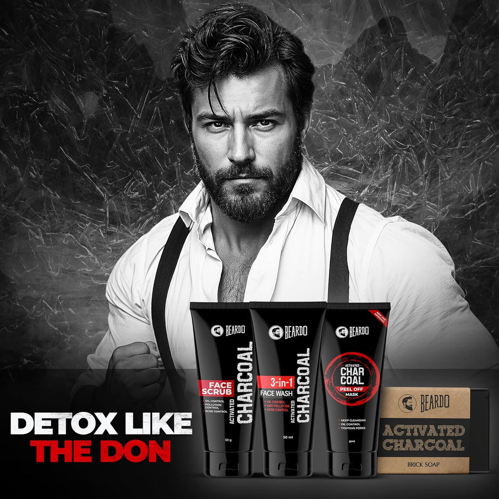 Rubab Men 4-in-1 Beard Kit for Men| Advance Beard Growth Oil, Face & Beard Wash, Beard Brush & Wooden Beard Comb| Everyday Beard Grooming Care