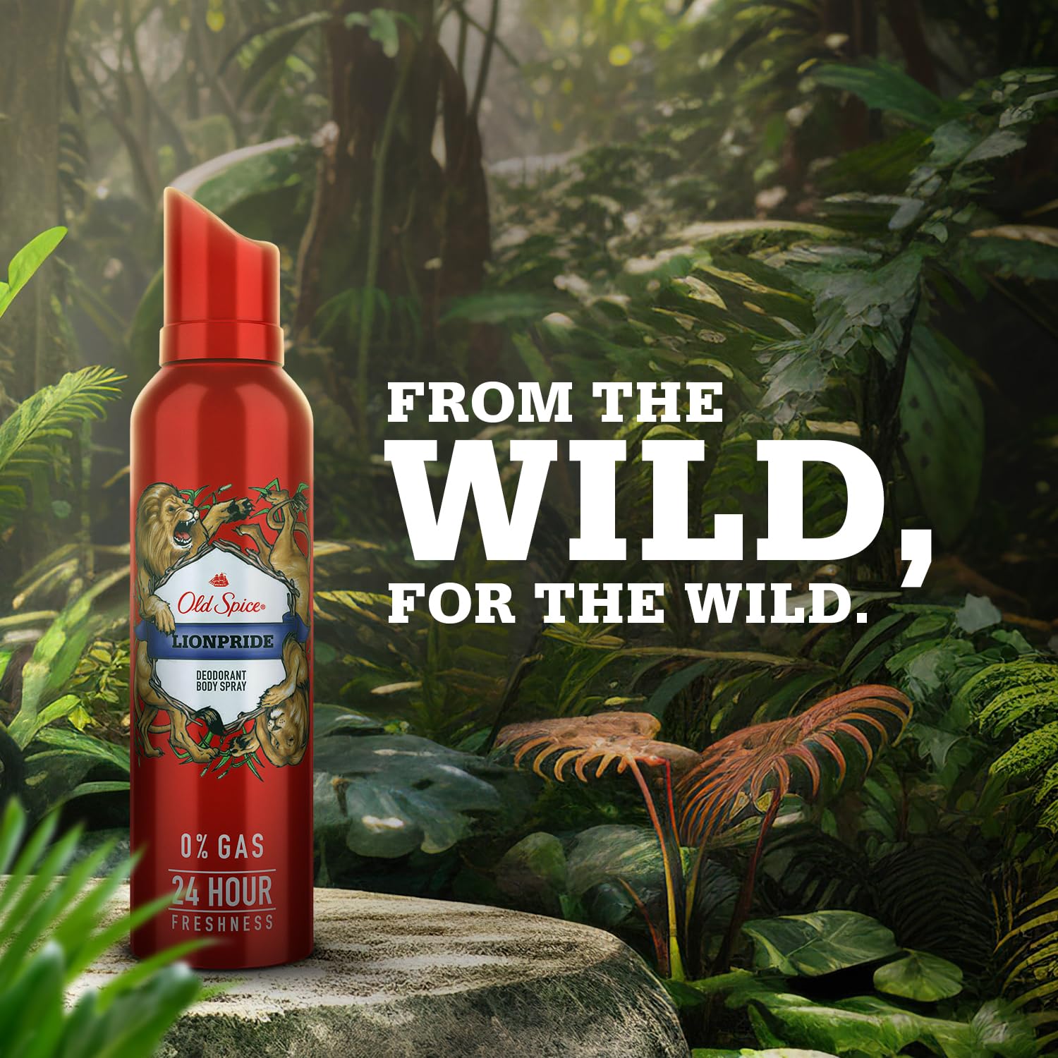 Old Spice Lionpride No Gas 24 hour Long Lasting Freshness Deodorant Perfume Body Spray For Men, 140ml