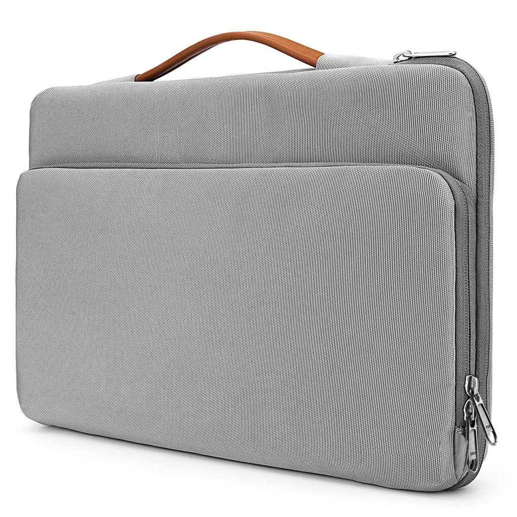 MOCA Universal Wool Felt with PU Premium Leather Laptop Hand Bag Pouch Carry case for 13, 13.3 inches Laptop (Grey/Tan)