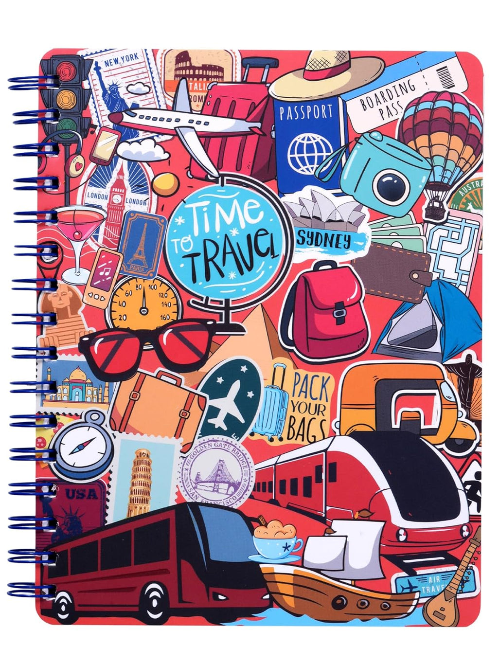 DOODLE Hardbound Spiral Notebook Diary B5 | 160 Ruled Undated Pages | 80 GSM Acid-Free Paper | Bookmark Dangler & 100+ Stickers | Lay Flat | Travel Journal for Writing & Gifting