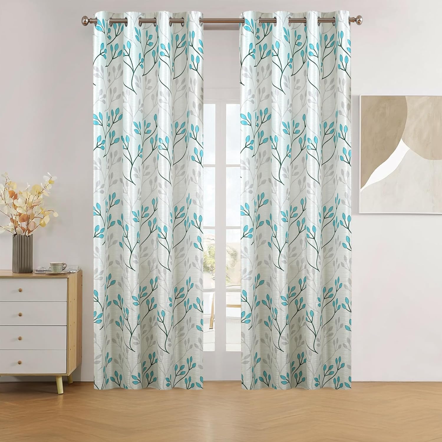 HOMEMONDE 100% Complete Blackout Curtains for Window 5 Feet Pack of 2 - Room Privacy Room Darkening Curtain with Eyelets, Heavy Faux Silk with Black Blacking - (60 Inch, Sage Green)