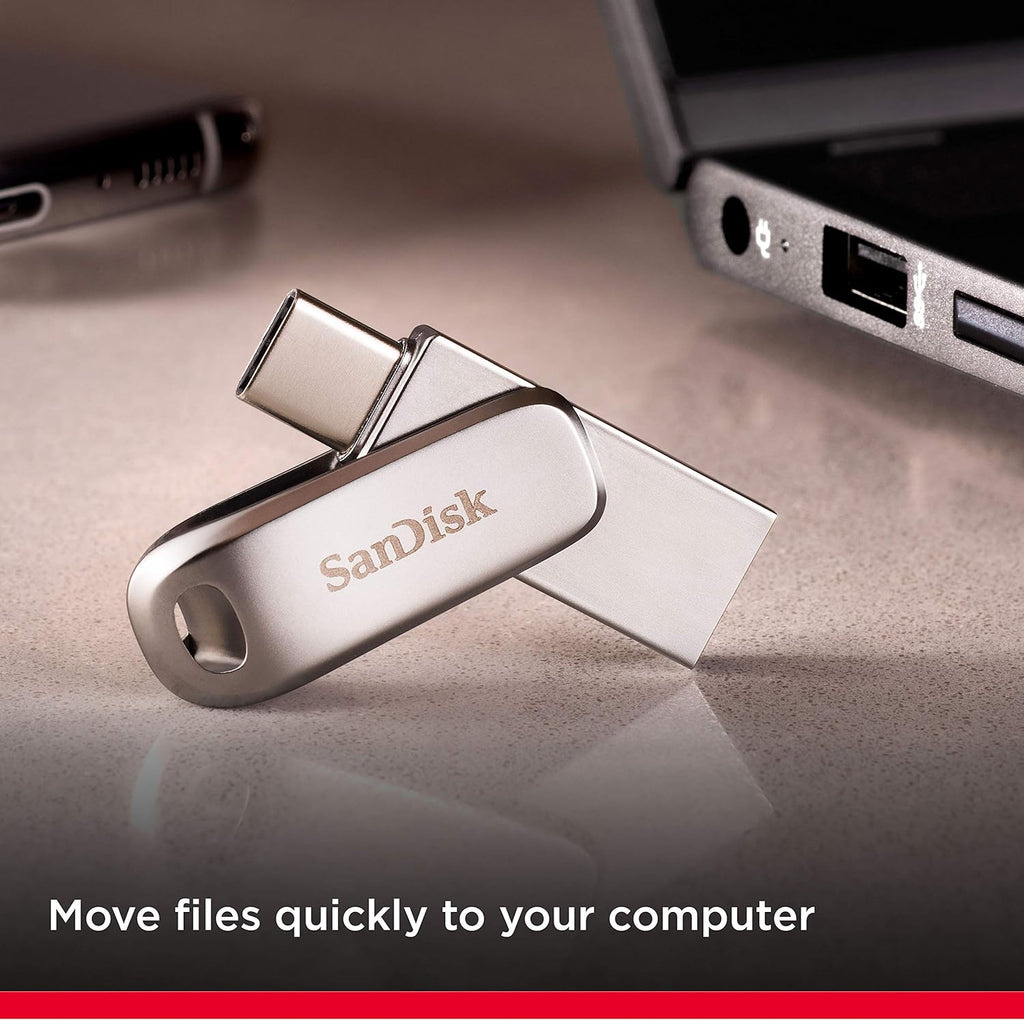 SanDisk Ultra Dual Drive Luxe USB_c Type-C 128GB, OTG, Upto 400MB/S, Pendrive, Silver, 5Y Warranty (SDDDC4-128G-I35)