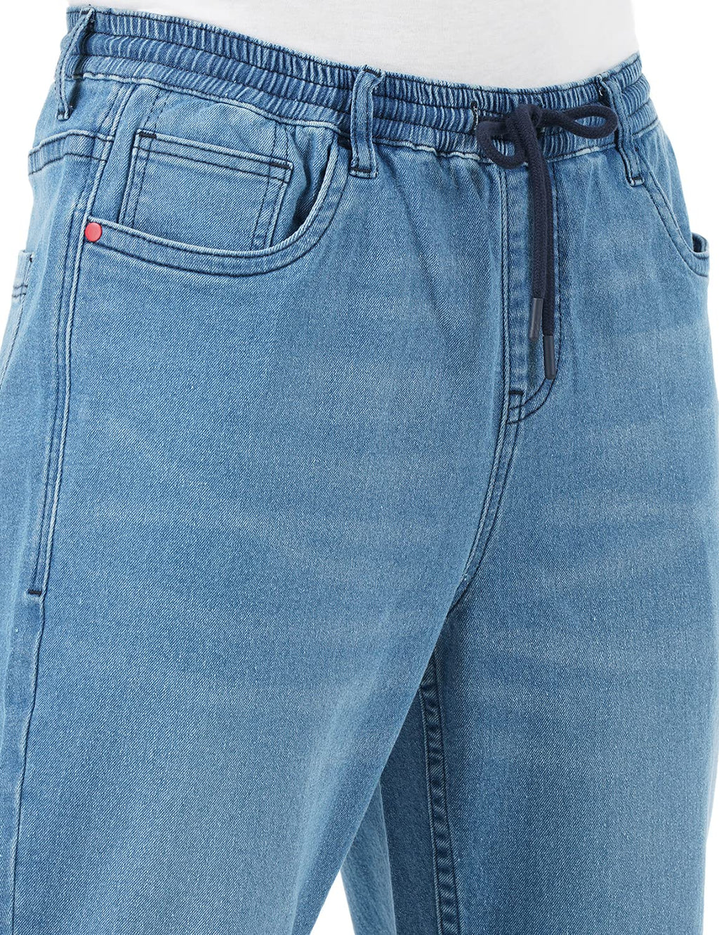 INKD Men's Jogger Jeans - Mid-Rise | Cotton Blend | Stretchable Fabric| Elasticated Waistband | Classic 5 Pocket Styling | Jeans for Men