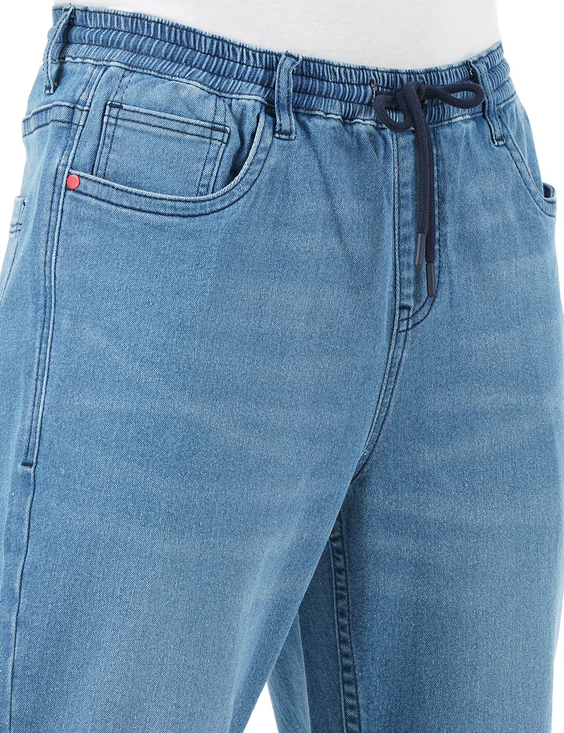 INKD Men's Jogger Jeans - Mid-Rise | Cotton Blend | Stretchable Fabric| Elasticated Waistband | Classic 5 Pocket Styling | Jeans for Men