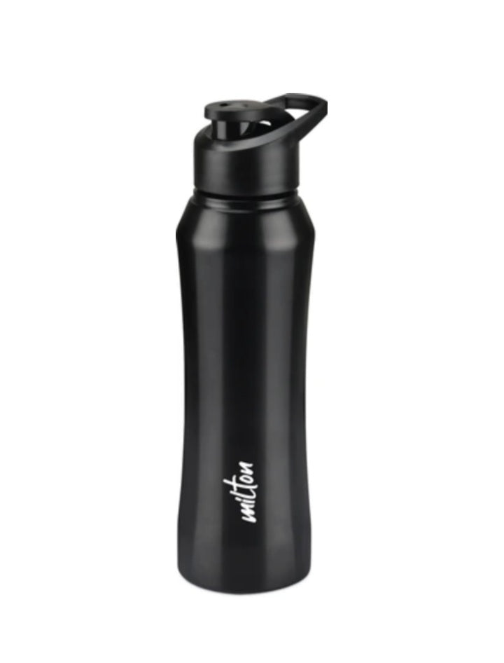 MILTON Comet 1000 Stainless Steel Water Bottle 1000 ml, Single Walled, ISI Certified I Leak Proof Lid, Rust Proof I For School, Office, Gym I Black