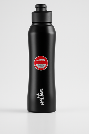 MILTON Torino 1000 Stainless Steel Water Bottle, Leakproof Lid, Single Walled, ISI Certified I For School, Office, Gym I 980 ml, Black