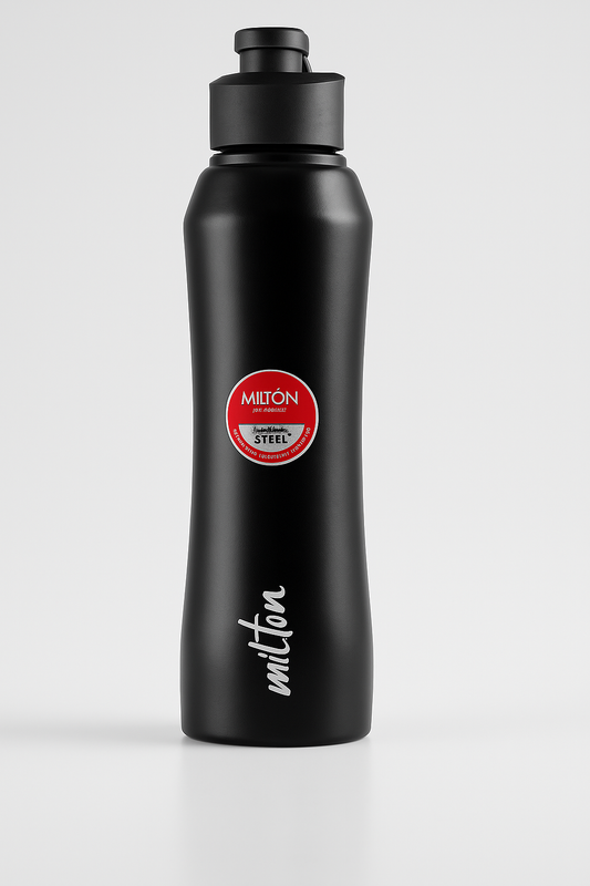 MILTON Torino 1000 Stainless Steel Water Bottle, Leakproof Lid, Single Walled, ISI Certified I For School, Office, Gym I 980 ml, Black